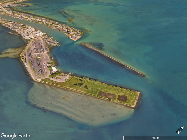 Google Earth aerial image of the Clinton River Mouth Wetland